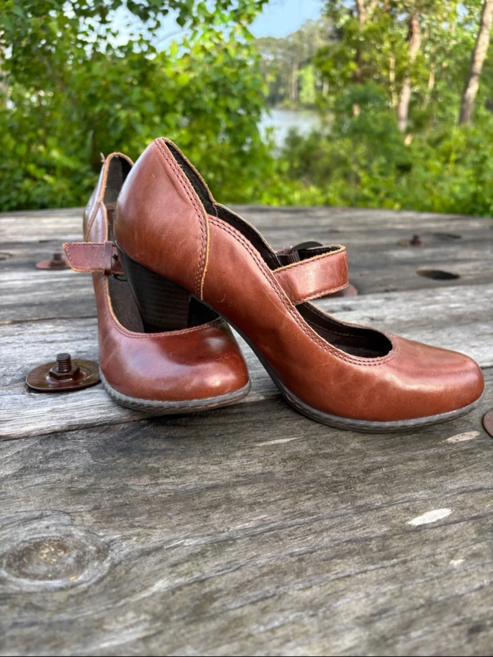 b.o.c. Women's Sz6.5 Brown Mary Jane Heels with Buckle#322